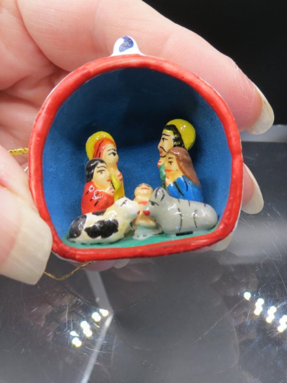 VTG Hand-Painted Miniature Nativity Ornament Peruvian-style